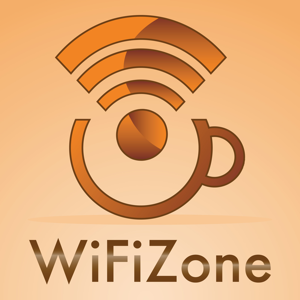 标志:带小咖啡杯的WiFi区域